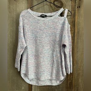 Express Cold Shoulder Sweater in Pink Purple Blue Size Small